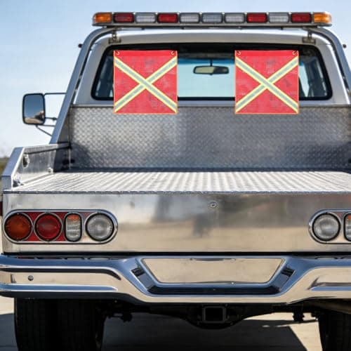 KJHBV Vehicle Safety Flag Kit and Safety Flag for Towing, 2pcs Red PVC Mesh, Weather-Resistant, for Construction and Daily Use — view 6