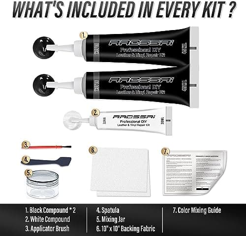 Black Leather and Vinyl Repair Kit - Restorer of Your Furniture, Car Seats, Sofa, Jacket, Purse, Belt, Shoes | Genuine, Italian, Bonded, Bicast, Pu Leather |No Heat Required | Repair & Resto (Black-1) — view 2