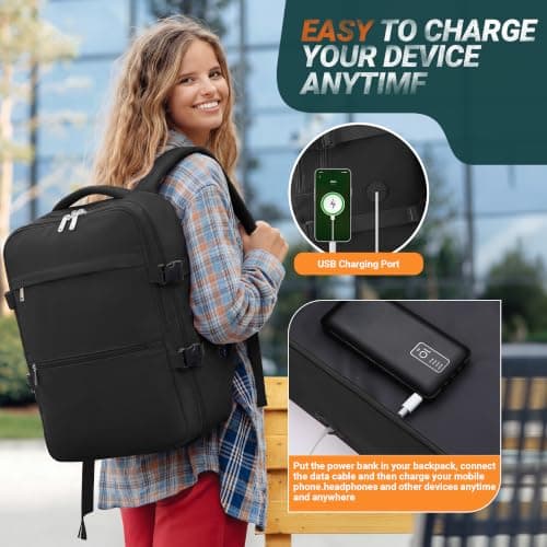 xlodea for Ryanair Cabin Bags 40x30x20 Underseat Cabin Bag Carry-ons Hand Luggage Bag Waterproof Travel Backpack Cabin Size Ryanair Backpack with USB Charging Port, Anti Theft Pocket, Trolly Sleeve — view 4