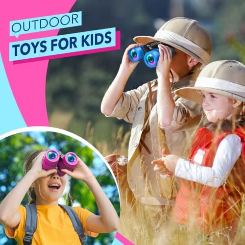 Girls Toys Age 3-9, Binoculars Kids Gifts for Girls Toys 3-9 Year Old Boy Girls Birthday Presents 3-7 Year Old Girl Gifts Educational Learning/Hunting Hiking/Birthday Pink — view 3