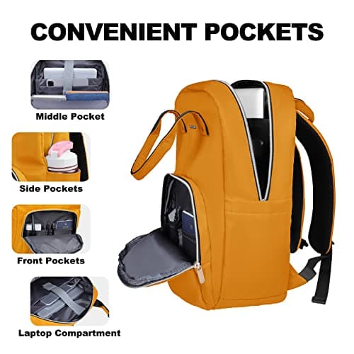 Z-MGKISS Travel Laptop Backpack for Women, Lightweight Casual Daypack, Rucksack Bag 15.6 Inch, Stylish Women Work Backpack for Travel Business College, Gifts for Ladies Teacher Nurse, Yellow — view 2
