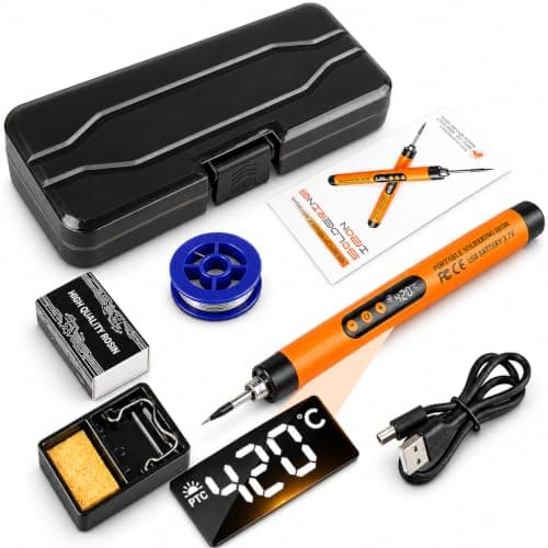 Cordless Soldering Iron with LCD, USB-C Rechargeable Pen 260-420°C