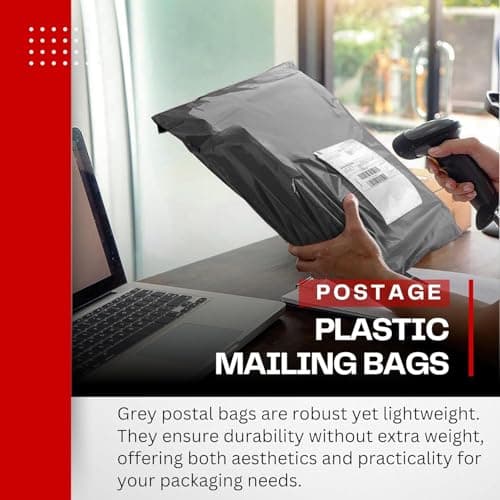 JeeJaan® 5 Pcs of Large Grey Postage Bags 24" x 36" - 610 x 914 mm Grey Parcel Bags Extra Strong Polythene Mail Envelopes for Packaging Parcel Self Seal Poly Mailer Ideal for Shipping Purpose — view 4