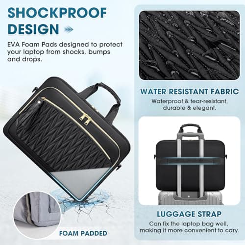 RAINSMORE 17.3 Inch Laptop Bag for Women Work Bag Large Briefcase — view 5