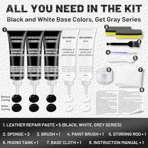 Endhokn Black Leather Repair Kit Fix Scratches Cuts Rips Holes Tears Cracks — view 2