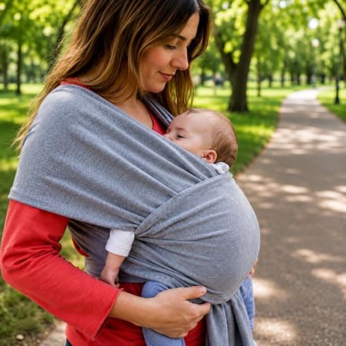 For Your Little One Organic Baby Wrap Carrier, Machine Washable at 30°C, Organic Cotton, Newborn to Toddler, Birth to 15kg (Grey) — view 2