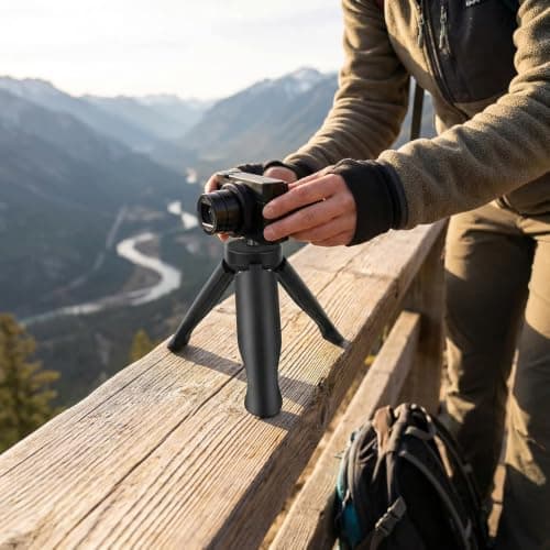 Mini Tripod Stand for Portable Cameras, Black Tabletop Camera Mount Compatible with DJI Osmo Pocket 3 & 2, Versatile Compact Desktop Tripod for Photography & Videography — view 5