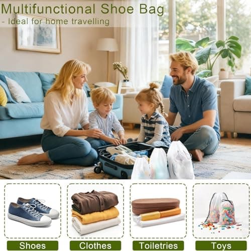 10Pcs Travel Shoe Bags Non-Woven Fabric Disposable Drawstring Shoe Covers for Sneaker Cross Trainer Tote Handbags Purses Running Shoes — view 6