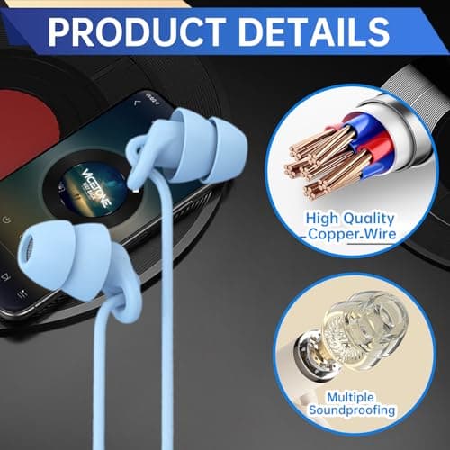 Sleep Earbuds, Soft Lightweight Wired Noise Cancelling Small Canal — view 3