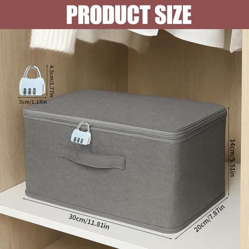 WonHey Lockable Storage Box with Combination Lock, Secure Fabric Large Lockable Storage Box for Valuables, Documents, Toys, and Seasonal Clothing, Home and Travel — view 2