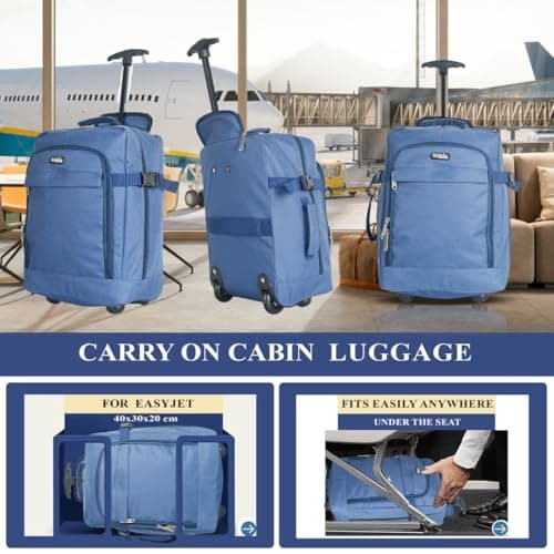 ZAHRAB 40x30x20cm for Ryanair Wizz Air, Underseat Bag Lightweight Hand Luggage Cabin Bag Trolley with Wheels Flight Bags Suit Case (Blue) — view 4
