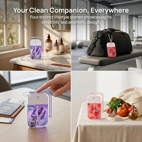2PCS Mist Hydrating Hand Sani/tizer Spray,Mini Travel Size Pocket Hand Sani/tizer with Strawberry & Lavender Flavor,Portable H/and Saniti/ser Spray,Power Mist H/and Sa/nitizer for On-The-Go Cleansing — view 6