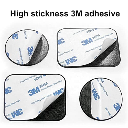 Replacement Metal Plates Set for Magnetic Car Phone Holders, Wall & Air Vent Mounts, Cases, Magnets. Kit of 8 Black Round Iron Discs Without Holes. 3M Adhesive Backing. Matte Steel Sheets 8 Pack — view 3
