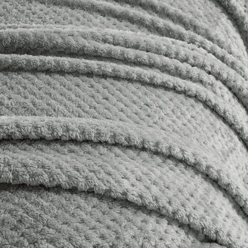 Dreamscene Throws for Sofas Large, Soft Warm Honeycomb Waffle Fleece Blanket for Bed Sofa Settee Fluffy King Size Blanket Winter Faux Fur Throw, Charcoal Grey - 200 x 240cm — view 3