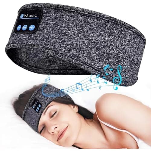 WESEN Sleep Headphones, Soft Headband for Sleeping and Sport, Wireless Headband with Stereo Speakers, Bluetooth Music Headphones with Microphone for Dad/Mom/Her/Him/Travel/Running (Grey) — view 2