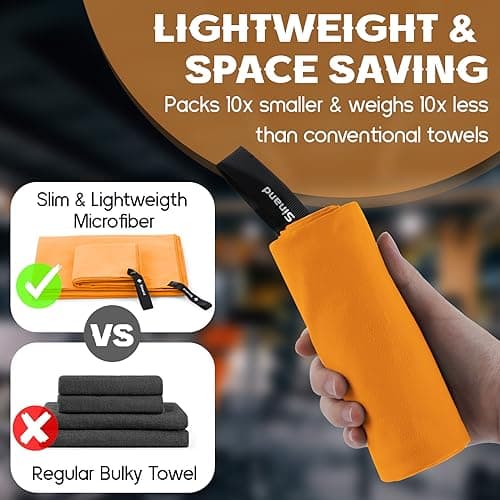 Sinand Microfibre towel 2 Pack |160x80cm+80x40cm| Ultra Lightweight Gym Towel, Quick Dry Microfiber Towels for Sports Travel Camping Beach Swimming (Orange) — view 3