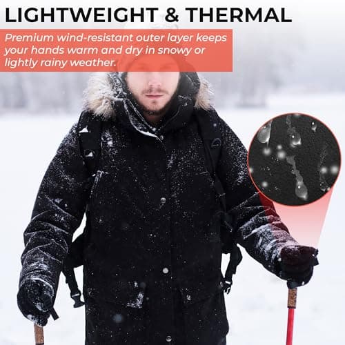 WFX Winter Gloves Windproof Ski Gloves Thinsulate Thermal Glove TouchScreen Anti Slip Warm Glove's for Climbing Skiing Cycling Running Hiking Snowboarding Outdoor Sports Men and Women (Black, M) — view 6