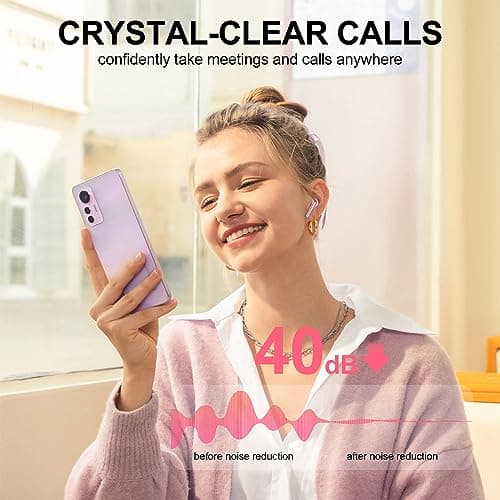 Wireless Bluetooth Headphones, Bluetooth 5.3 Earphones with ENC Reduction — view 4