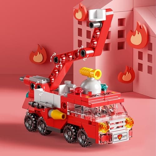 Vilbocr Emergency Vehicles Age 4+ Toy Set Boy Building Block Model Kit Rescue Truck Toy Stacking Toy Fire Rescue Construction Truck Toy Building Kit Toys — view 6