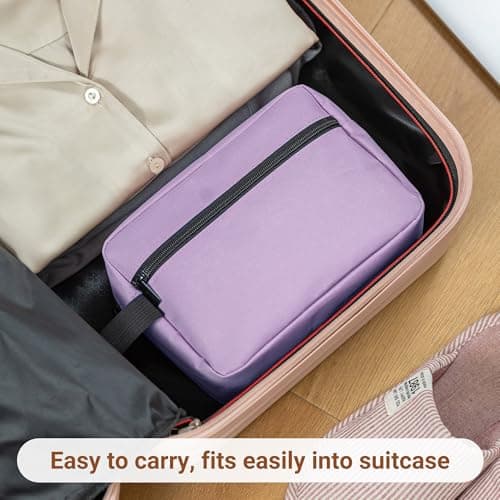 Elviros Travel Toiletry Bag for Women and Men, Lightweight Makeup Bag Hanging Dopp Kit with Shaving Compartment Cosmetic Organizer Small Tool Bag Travel Essentials, Gifts for Women, Lavender Purple — view 6