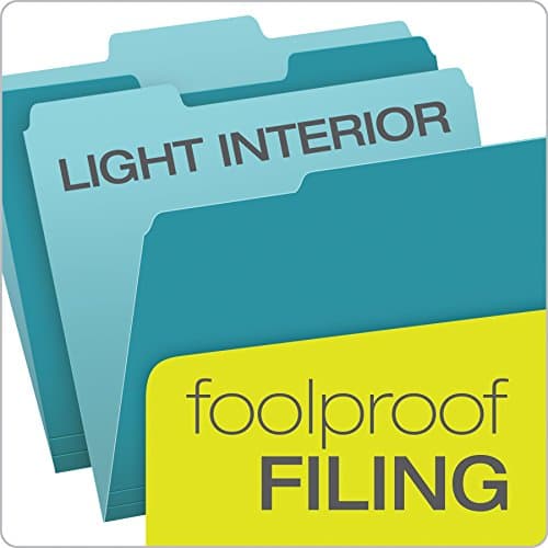 Pendaflex Two-Tone Color File Folders, Letter Size, 1/3 Cut, Teal, 100 Per Box (152 1/3 Tea) — view 3