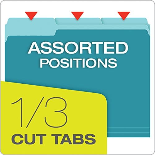 Pendaflex Two-Tone Color File Folders, Letter Size, 1/3 Cut, Teal, 100 Per Box (152 1/3 Tea) — view 2