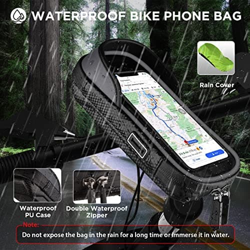 Bike Phone Holder Waterproof, Handlebar Bag, Bicycle Phone Mount (Grey) — view 3