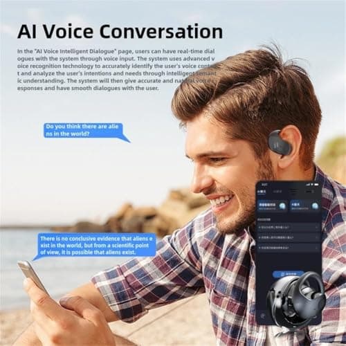 HY-T26 Pro Smart Translator Earbuds, Wireless Bluetooth Multi Language Headphones Translator,Real-Time Translation Hanging Ear Earphones,Equipped with AI App, HiFi Stereo Sound (Yellow) — view 2