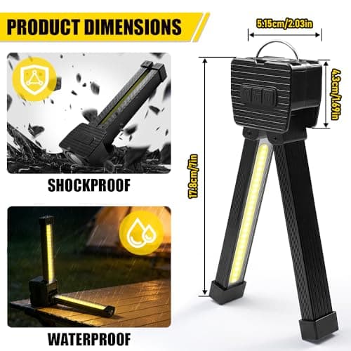 Gym Lamp, Portable Flashlight, Gym Lighting for Posing, Magnetic Work Light Rechargeable, 180° Folding with Hang Hook Camping Lamp, 7-Level Dimming, USB Power Bank , for Fitness, Camping, Home, Office — view 2