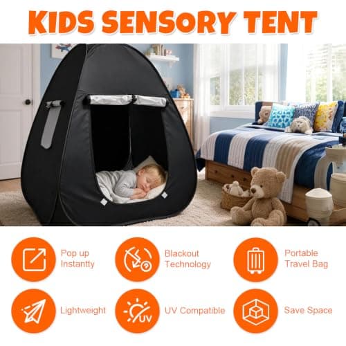 Hojalis Sensory Tent, 84x84x96 cm Calm Down Play Tents, Black Out Den for Autism With A Small Window, Foldable Kids Pop Up Play Tents To Play And Relax Anxiety Relief, Calm Corner Blackout Tent — view 6