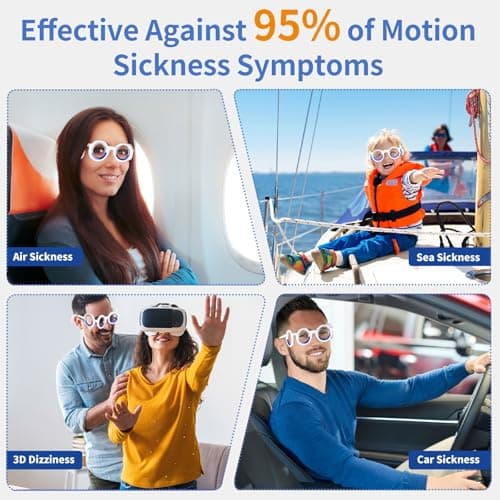 Motion Sickness Glasses, Car Sickness Glasses,Relieve Carsickness Airsickness Seasickness Glasses,Anti Nausea Vertigo Glasses, No Lens Liquid Glasses for Adults or Kids（2Pairs） — view 4