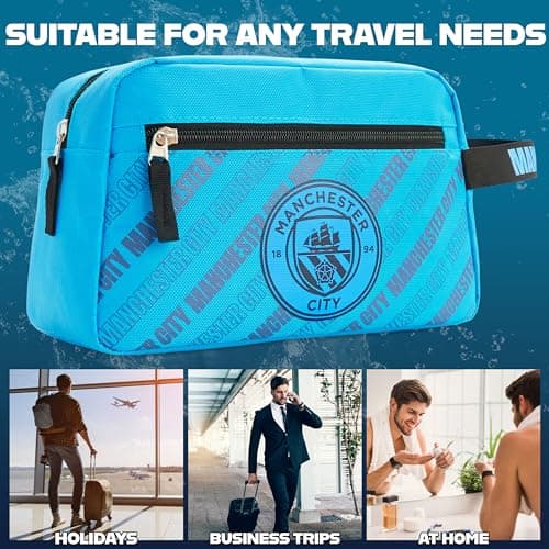 Manchester City F.C. Toiletry Bags for Men, Hanging Wash Bag with Zipped Pocket - Man City Gifts — view 4
