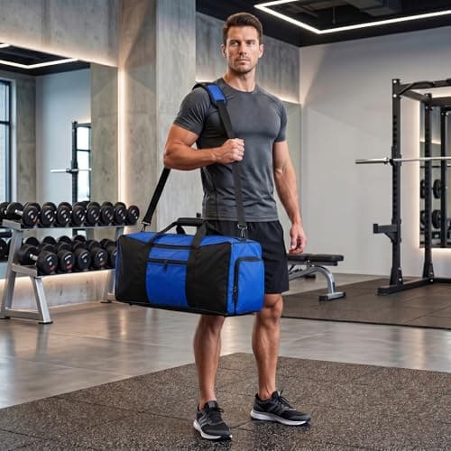 Travel Duffle Storage Holdall Bag Lightweight Gym & Sports Bag (Blue) — view 4