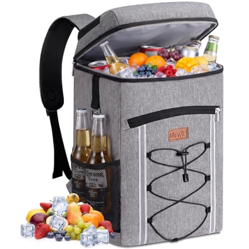 Lifewit 28L Backpack Cooler with Multi-Pockets & Bottle Opener, Grey