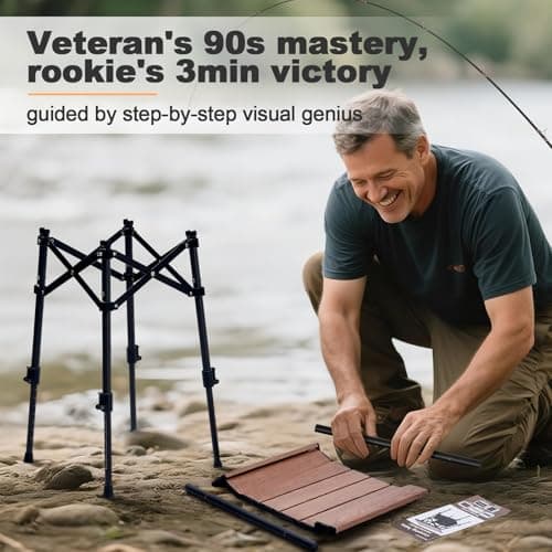 Odoland Portable 40 * 30cm Camping Table with Adjustable Height (42-56cm) for Uneven Ground Include Carry Bag, Lightweight for Outdoor Picnic, Beach, Travelling, Cooking, Fishing, Backyard — view 4