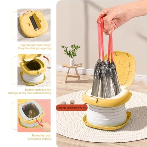 Travel Potty for Toddlers, Foldable Portable Potty for Toddlers: Training Toilet Seat with Disposable Emergency Bag, Lightweight Design for Car Camping, Indoor Outdoor Use by Boys Girls — view 4