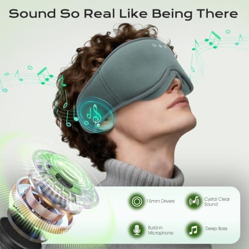 MUSICOZY Sleep Mask Headphones Bluetooth 3D Bamboo Cotton Sleep Headphone — view 6