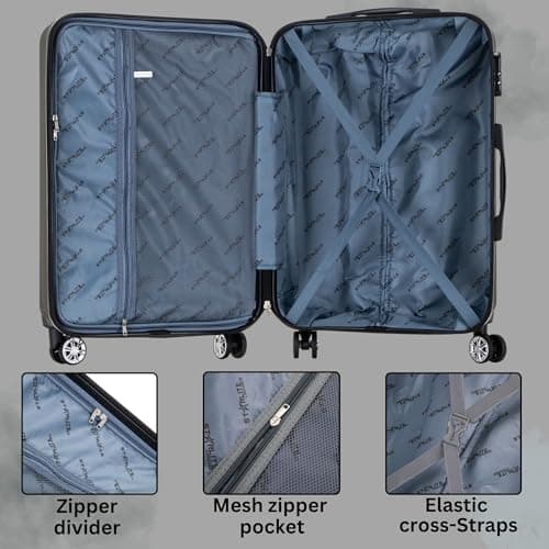 DK Luggage 28" Large Hard Shell Suitcase 4 Wheel Spinner ABS25 (Black, 28" Large) — view 6