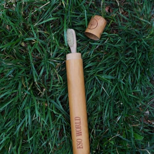Eso World Bamboo Toothbrush Travel Case, Ventilated Wooden Brush Holder — view 3