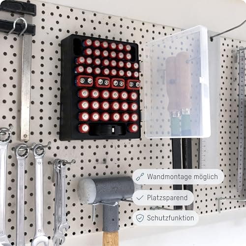 ANSMANN Battery Station [Pack of 1] Battery Storage Organiser Case for AA, AAA, and 9V Block Batteries Ideal For Storing Protecting Full and Empty Batteries - Battery Tester Included — view 2