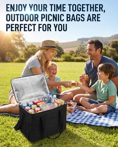 2 Pack 40L Insulated Cooler Bags, Foldable Thermal Cool Bags with Reinforced Handles and Side Mesh Pockets, Large Leakproof Food Cooler for Camping, Picnic, Travel, BBQ and Shopping, Black — view 5