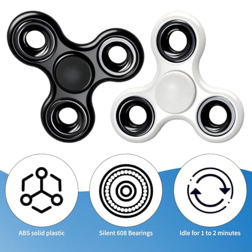 Verazquy Fidget Spinner Sensory Toy – Metal Stainless Steel Hand Spinner – Fast-Spinning Bearings, Quiet Focus Toy for Kids & Adults, Party Bag Fillers (black white) — view 3