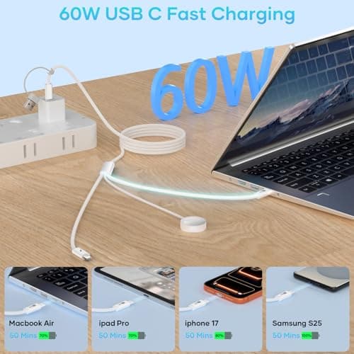 Esiposs 3 in 2 Magnetic Charging Cable for Apple Watch Charger (1.5m) — view 2