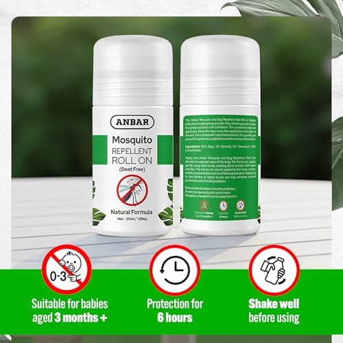 Insect Mosquito Repellent Roll On 50 ml - Long Lasting Protection, Vegan - Mosquito and Biting Insect Defense Compact Travel Essential - Safe Bug Repellent for Everyone (One Size, DEET Free) — view 3