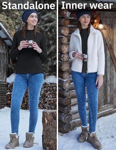 TACVASEN Thermal Tops Women Fleece Lined Shirt Women Thermal Base Layer — view 6