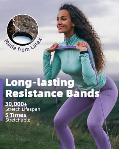 Fitense Resistance Bands Set for Women - 4 Levels Pull Up Bands Set with Door Anchor, Training Poster and Pouch, Exercise Workout Stretching Assist Bands for Portable Exercise, Yoga, Physical Therapy — view 4