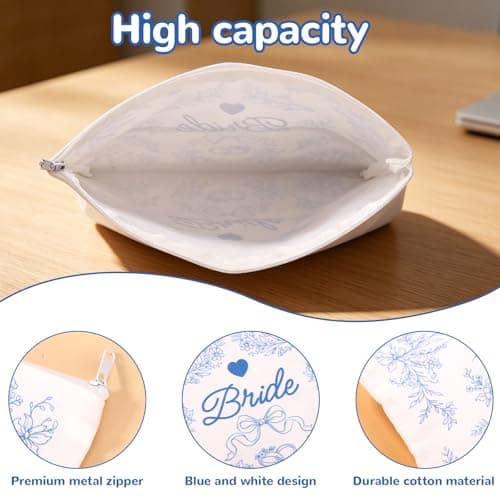 Bride Makeup Bag, 17x25cm/6.7x9.8in High Capacity Floral — view 3