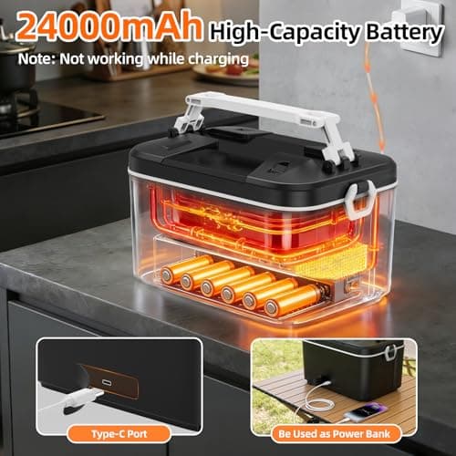 iKuchelife Cordless Heated Electric Lunch Box, 24000mAh, 1.2L Lunchbox — view 6