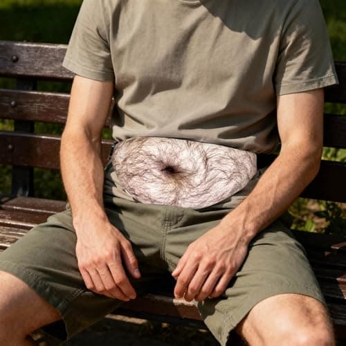 Belly Bag, Belly Novelty Waist Men Funny Dad Bum Bag Adjustable Belt Realistic 3D Print Storage Pouch for Festivals Travel and Joke Novelty — view 2