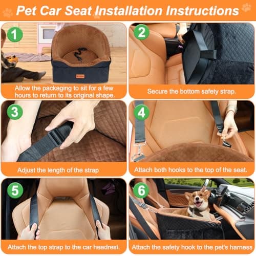 Vivifying Dog Car Seat, Memory Foam Dog Booster Seat for Small（Black&Brown） — view 4